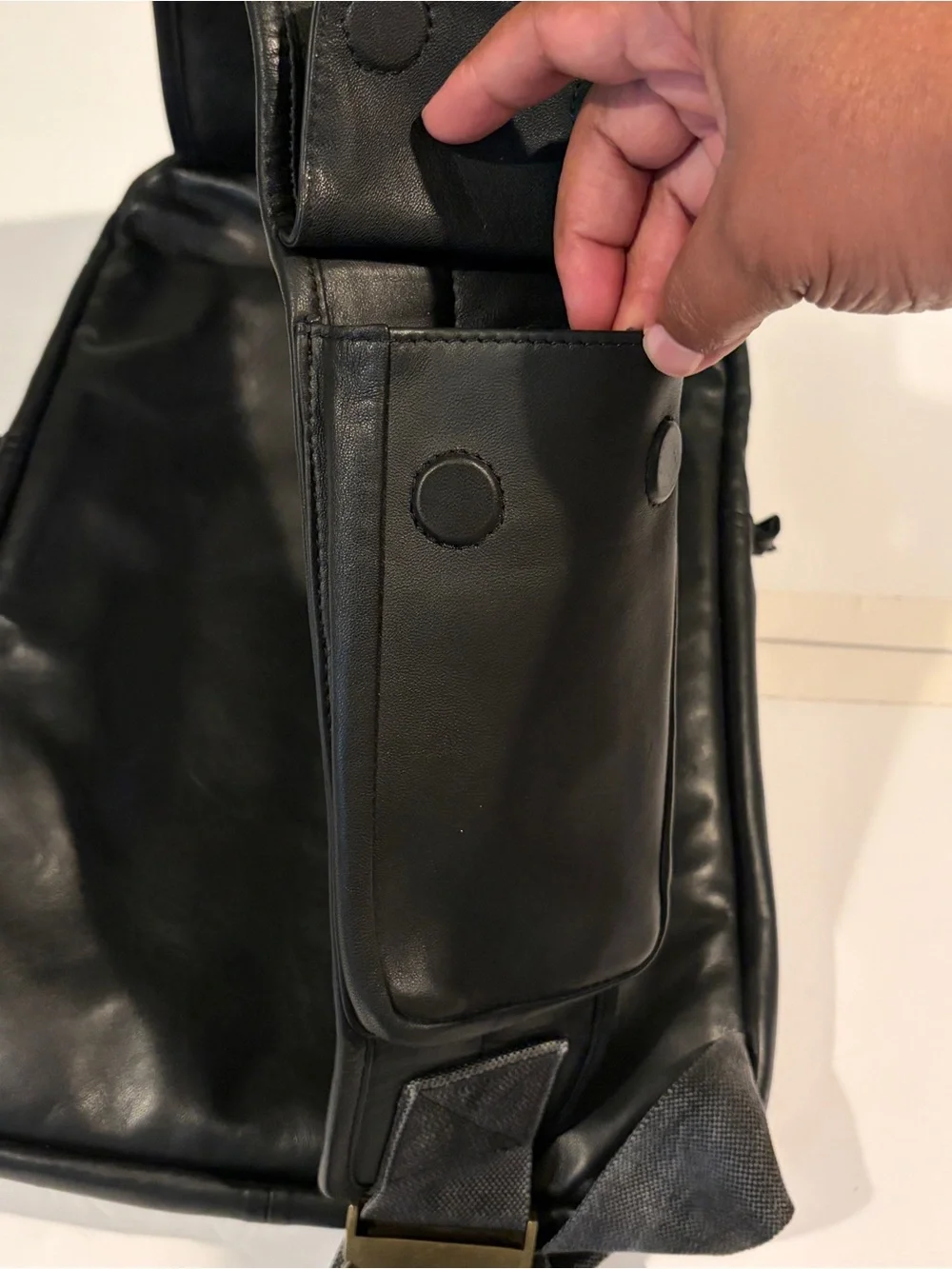 Nicholas K Black Leather Sling Pack One Strap Backpack Utilitarian Avant Garde